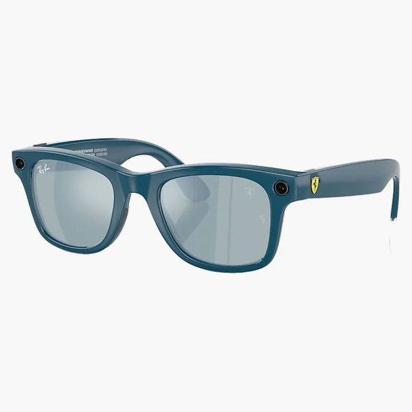Ray-ban Meta Wayfarer Scuderia Ferrari Miami Ltd Sunglasses Rw4006m F7016j 50-22 Shiny Garage Blue