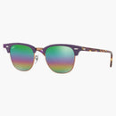 Gafas de sol planas de ray-ban ovalada mate de haba brillante/arco iris verde (RB3016)