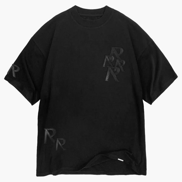 Represent Applique Initial T-Shirt Off Black
