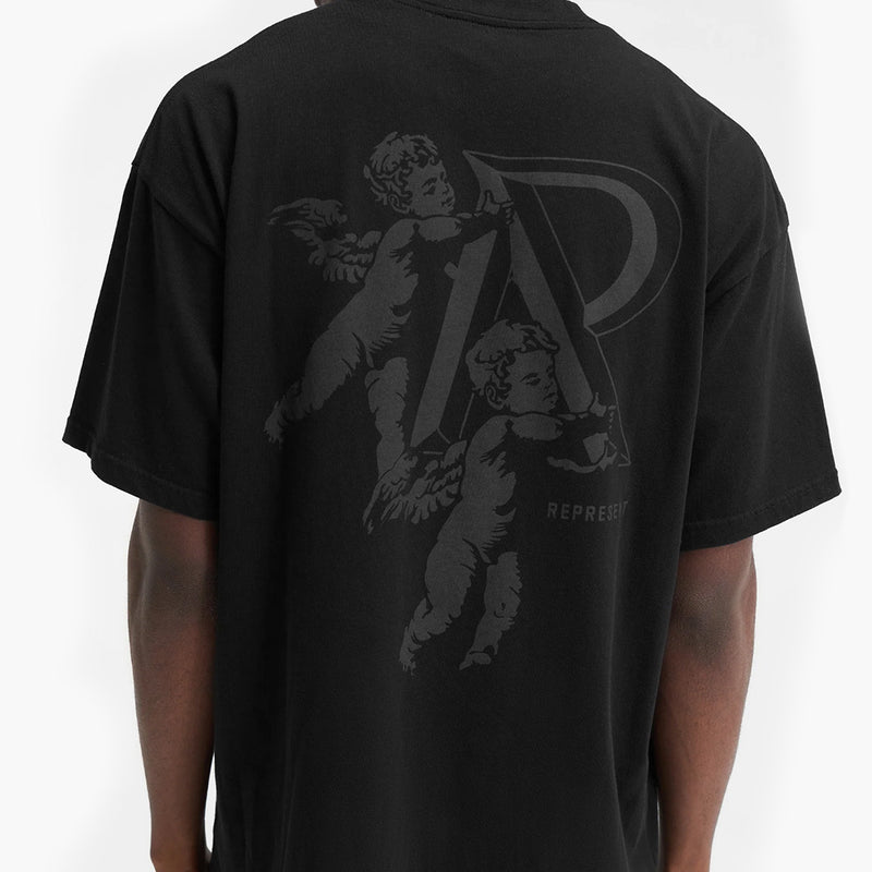 Represent Cherub Initial T-Shirt Jet Black Rückseite Nahaufnahme