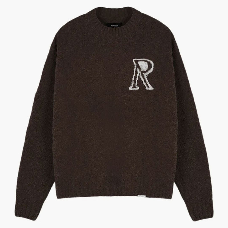 Rappresenta il maglione iniziale a maglia marrone/bianco