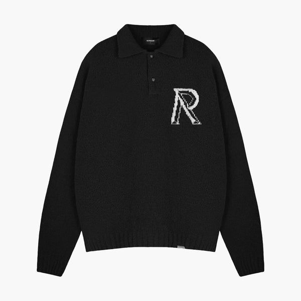 Represent Initial Boucle Polo Jet Black