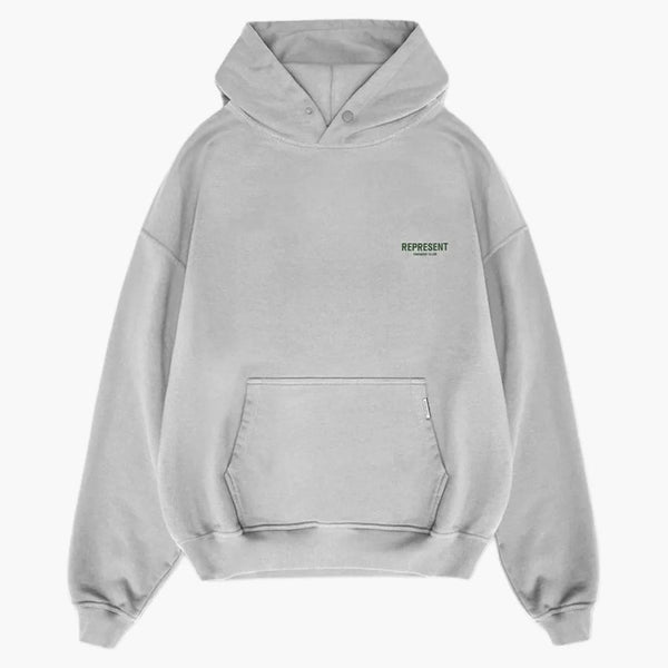 Represent Owner's Club Hoodie Ash Grey/racing Green