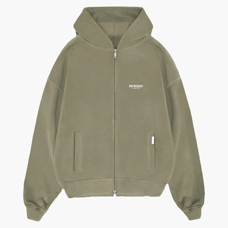 Represent Owners Club Zip Hoodie Olive