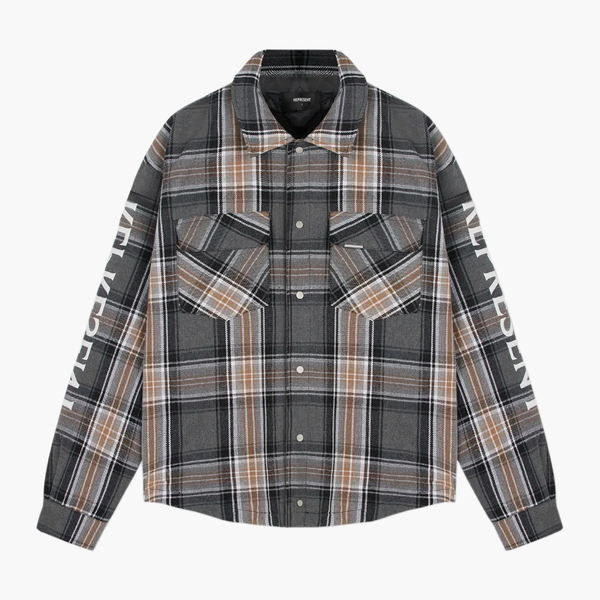 Represent Quilted Flannel Shirt Grey Check