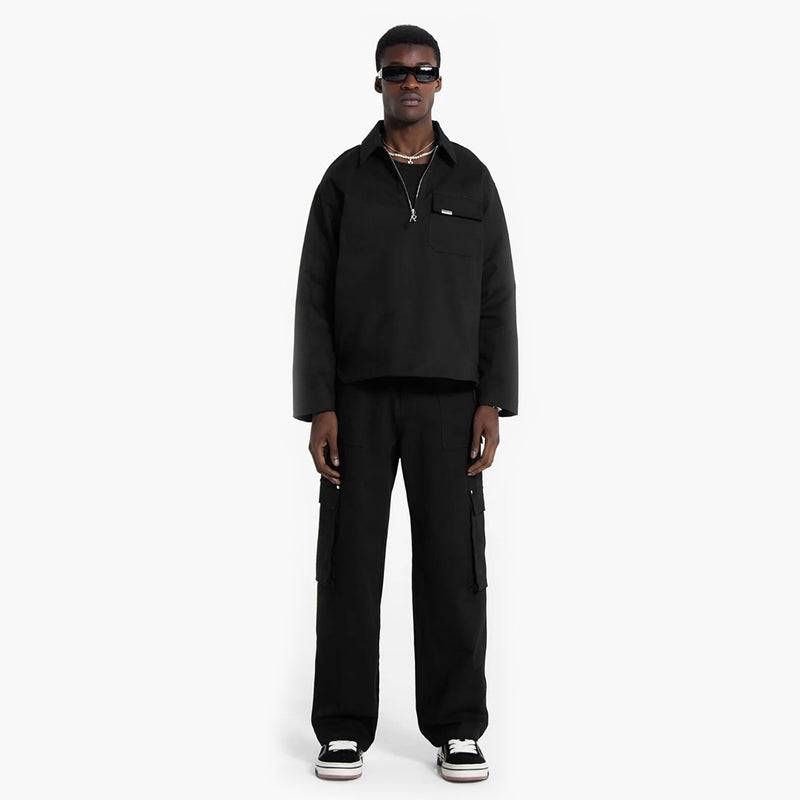 Represent Quilted Pullover Shirt Black Modell