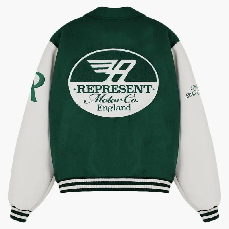 Rappresenta il team di corse varsity giacca da corsa verde