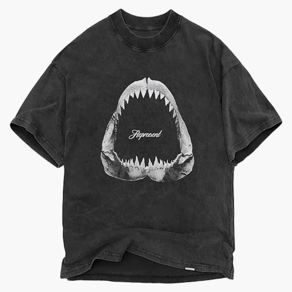 Represent Shark Jaws T-shirt Vintage Grey