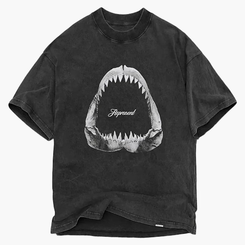 Represent Shark Jaws T-shirt Vintage Grey