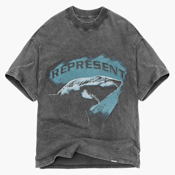 Represent Shark T-shirt Vintage Grey