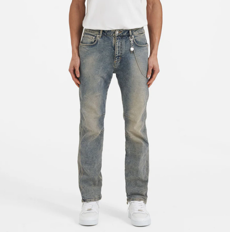 Represent Straight Leg Denim Jeans Blue Cream Frontansicht