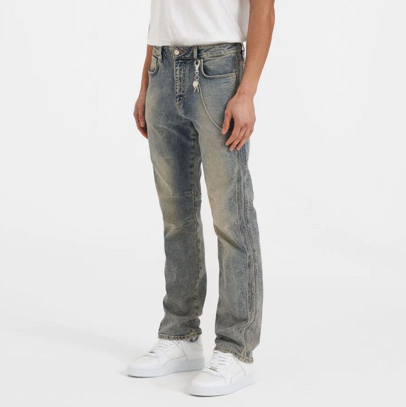 Represent Straight Leg Denim Jeans Blue Cream Seitenansicht