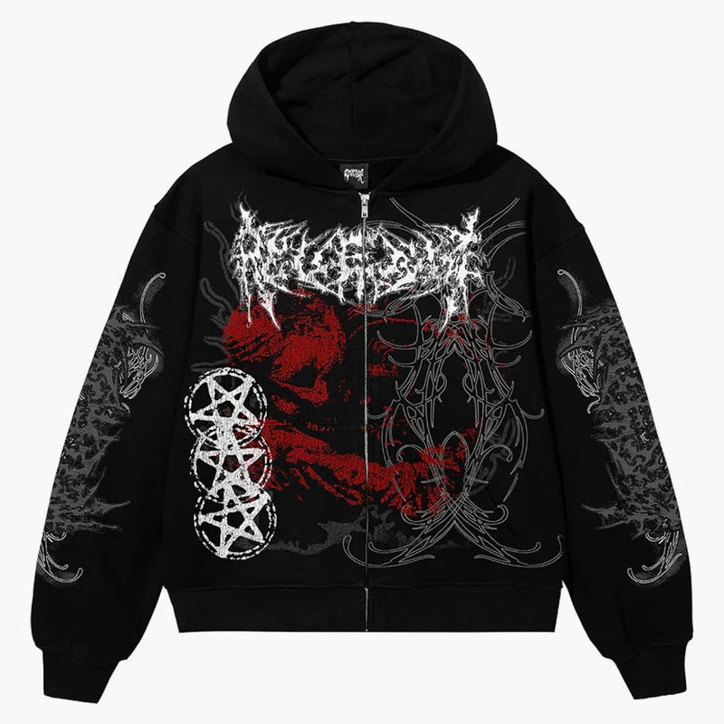 Vendetta abbandonata zip nero/rosso