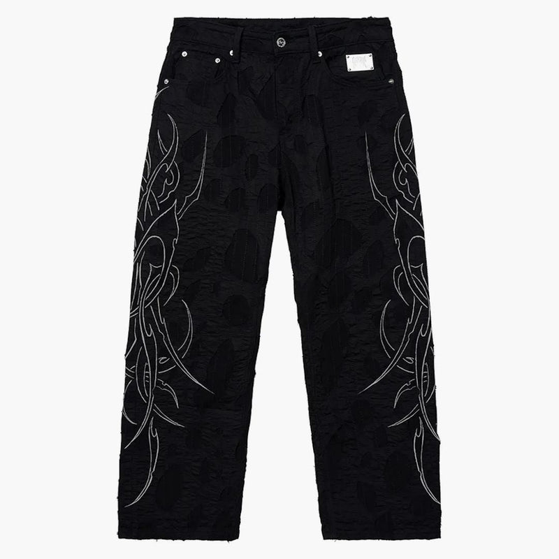Revenge Spike Distressed Boro Denim Pant Black