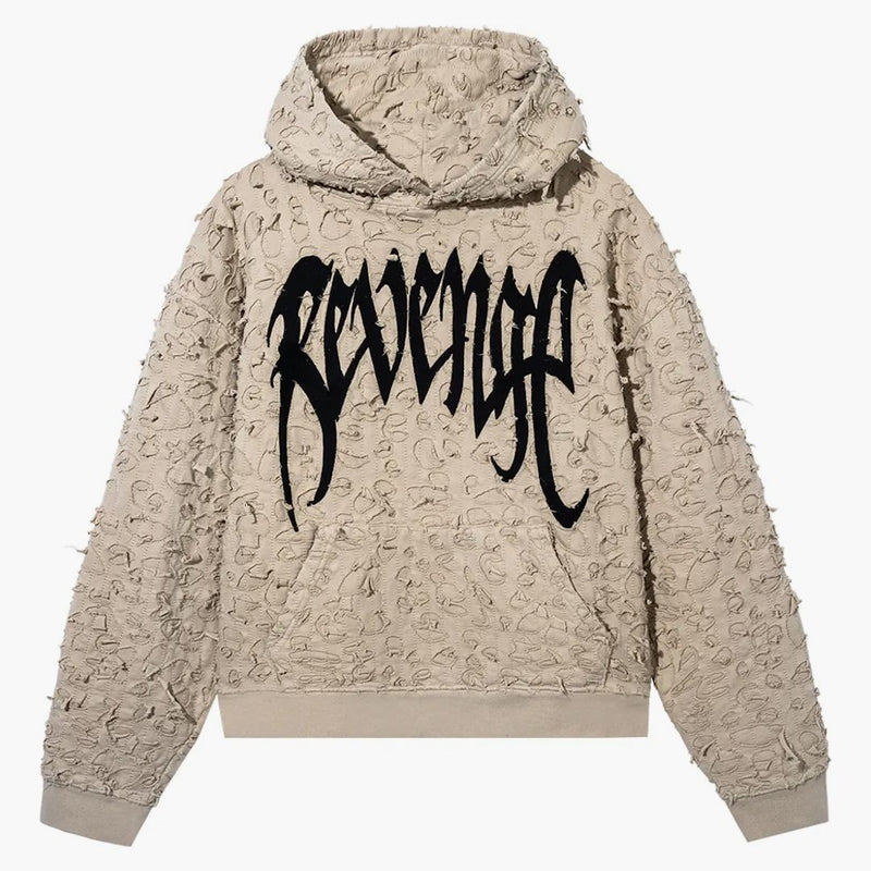 Revenge Thrashed Boro Arch Logo Hoodie Cream/black