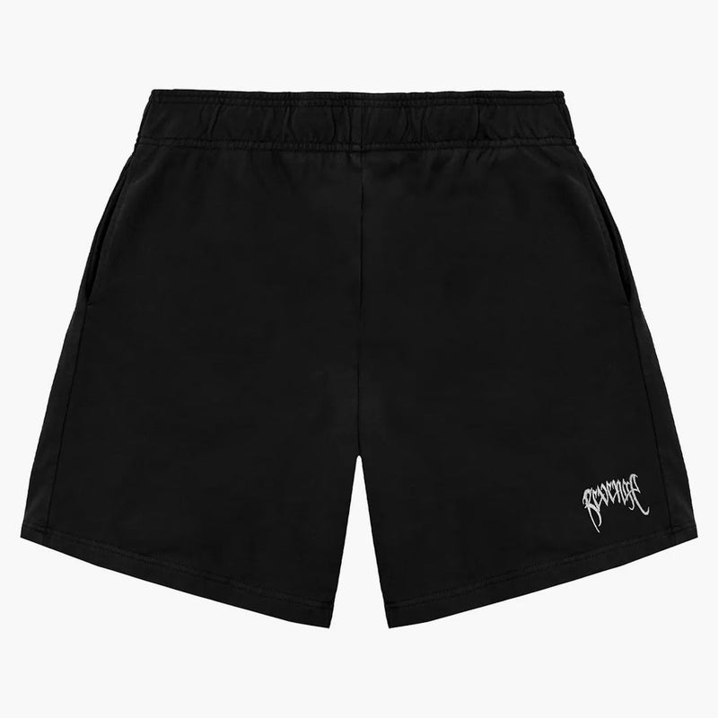 Revenge White Embroidered Basic Shorts Black