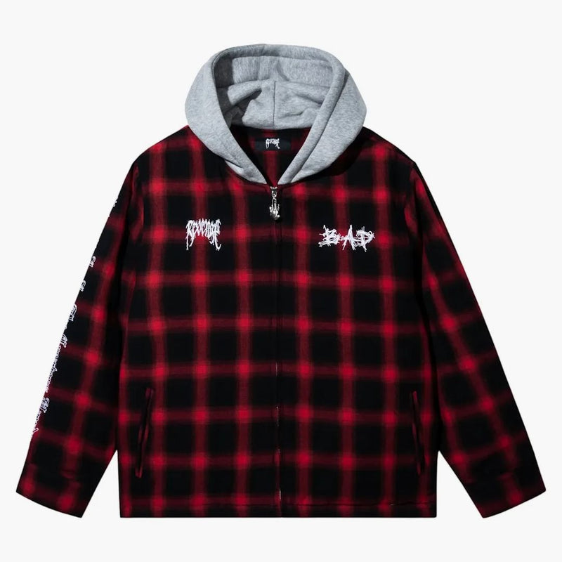 Revenge Xxxtentacion Kill Hooded Flannel Red/white