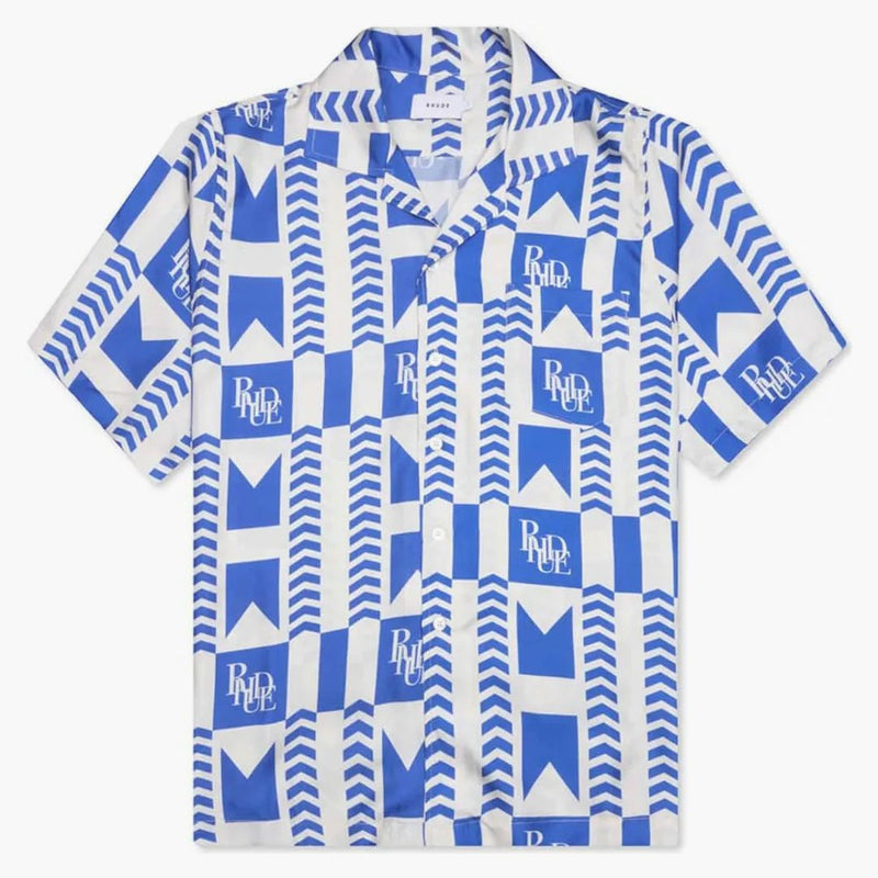 Rhude Blue Grasse Silk Shirt Blue/ivory