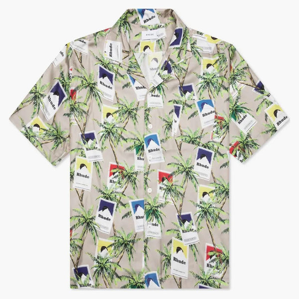 Rhude cigaretttryckknapp upp skjorta taupe/multicolor