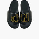Rhude Leather Slides Black Yellow