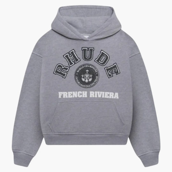Rhude Riviera Patch Hoodie Heather Grey