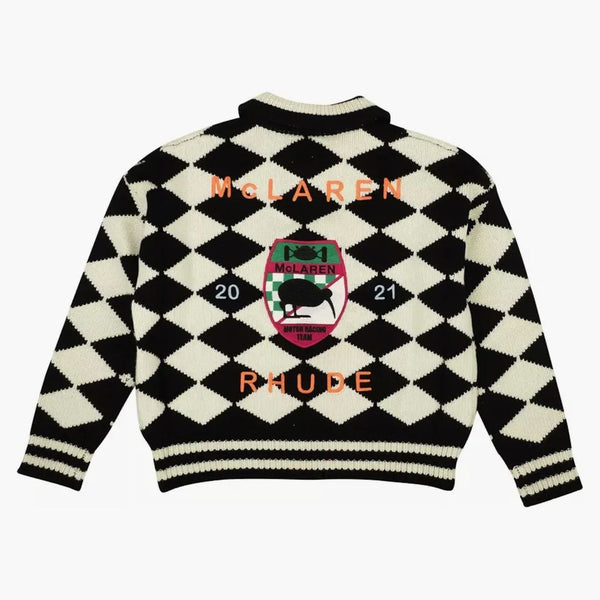 Rhude X McLaren Flag Polo tröja vit/svart