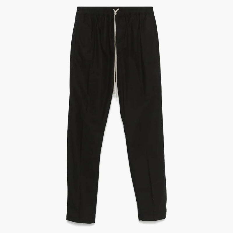 Rick Owens Cotton Drawstring Slim Long Pants Negro