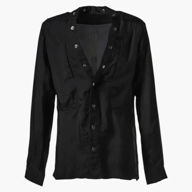 Rick Owens Cupro Larry Fogpocket Shirt Negro