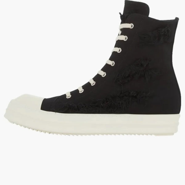 Rick Owens Drkshdw Fogachine Slashed Stretch Denim High Czarne mleko