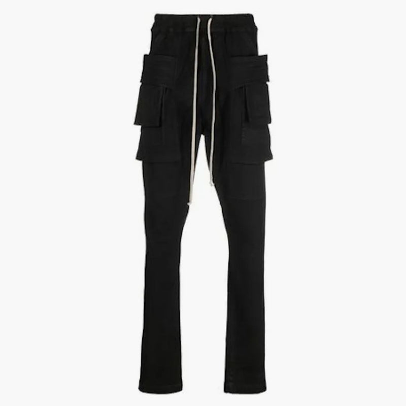 Rick Owens drkshdw pantalones de carga delgados negros/leche