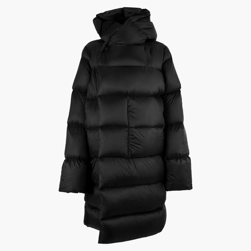 Rick Owens z kapturem liniowiec Długie kurtka Czarna