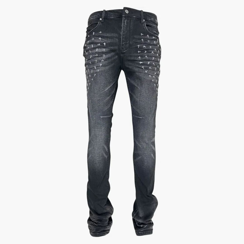 Rta Olivier Stacked Graphite Fade Cross Jean Black
