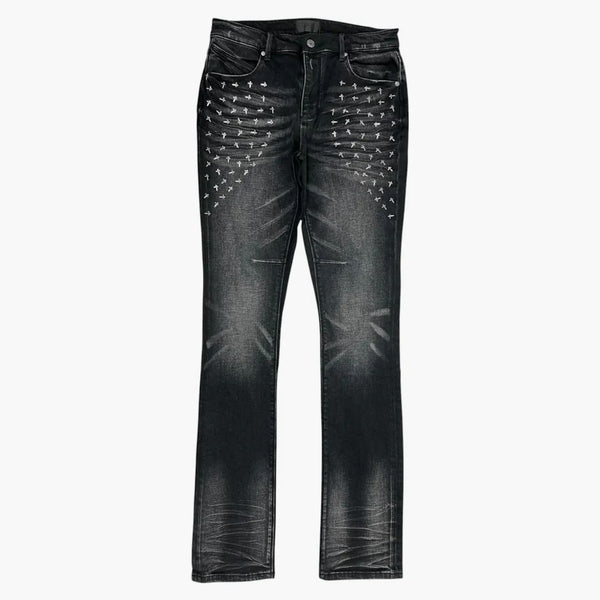 Rta Olivier Stacked Graphite Fade Cross Jean Black