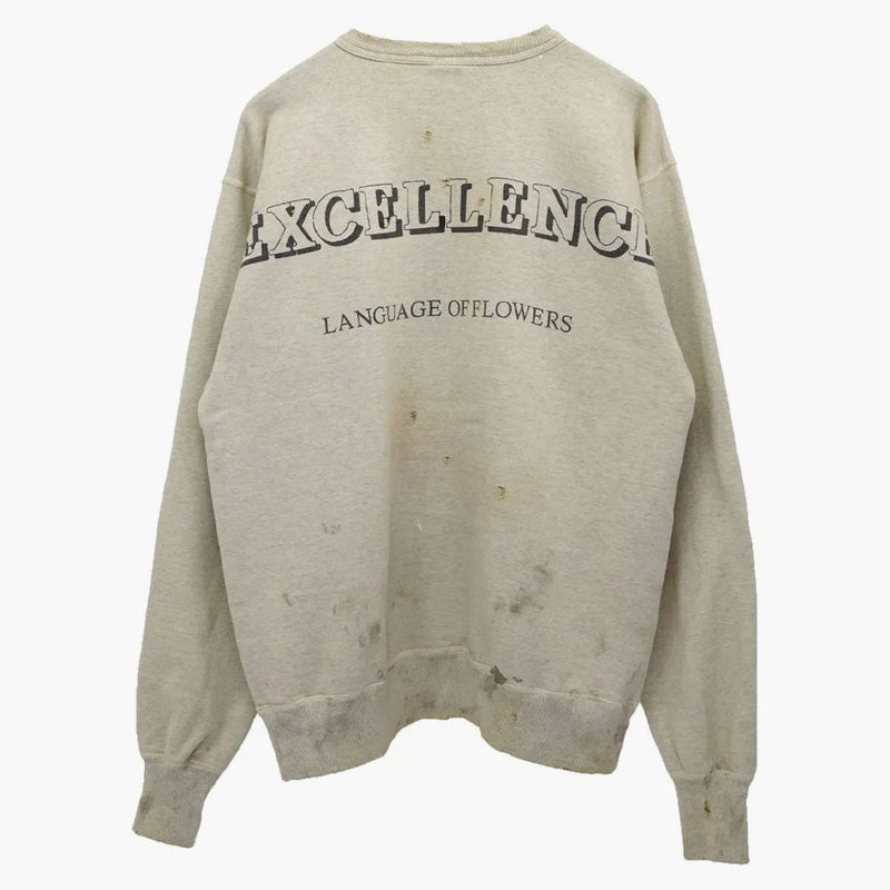 Saint mxxxxxx x lágrimas de mezclilla de algodón sudadera con cuello redacción de algodón gris