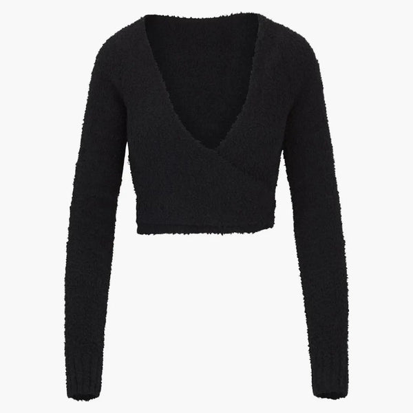 Skims Cozy Knit Wrap Top Onyx