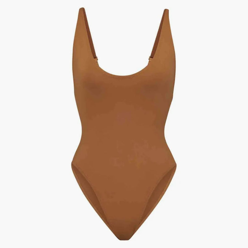 Skims Swim Scoop Neck One Piece Almond
