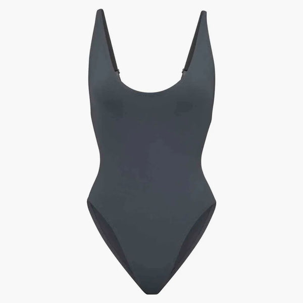 Skims Swim Scoop Neck One Piece Gunmetal
