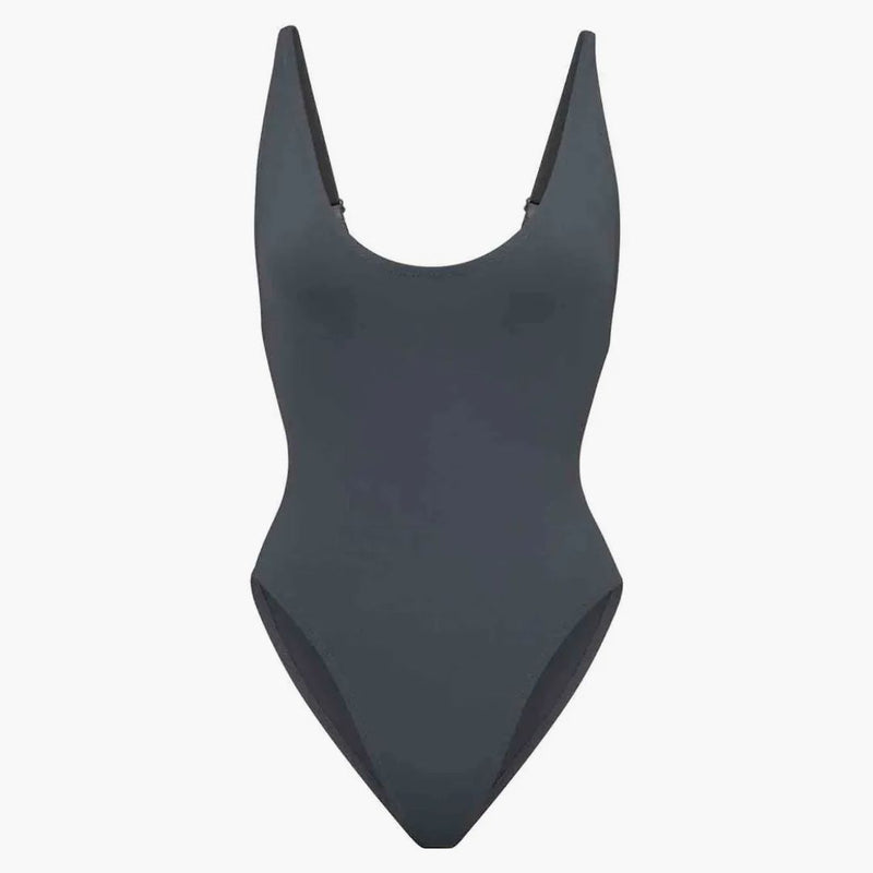 Skims Swim Scoop Neck One Piece Gunmetal