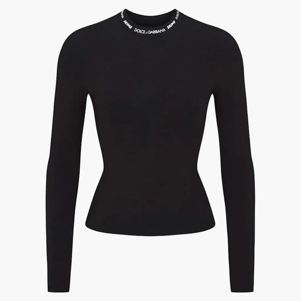 Skims X Dolce&gabbana Cotton Jersey Long Sleeve T-shirt Onyx