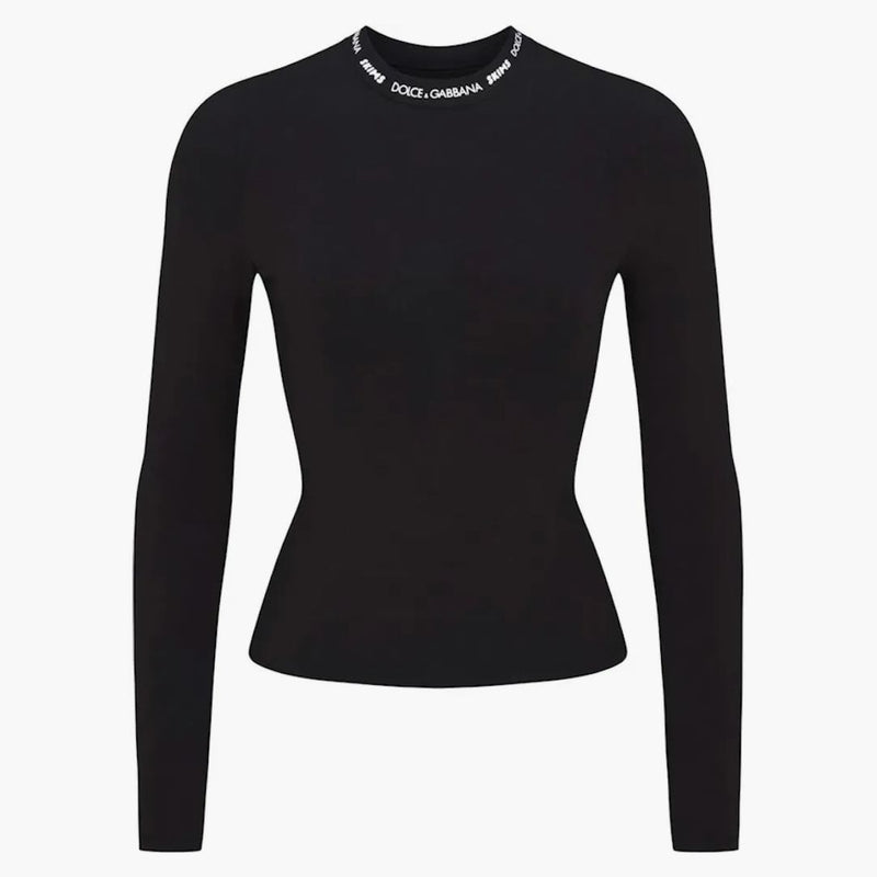 Skims X Dolce&gabbana Cotton Jersey Long Sleeve T-shirt Onyx
