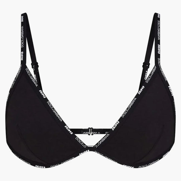 Skims X Dolce&gabbana Cotton Jersey Triangle Bralette Onyx