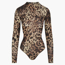 Skims X Dolce&gabbana Milky Sheer Mock Neck Bodysuit Leopard
