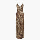 Skims X Dolce&gabbana Silk Long Slip Dress Leopard