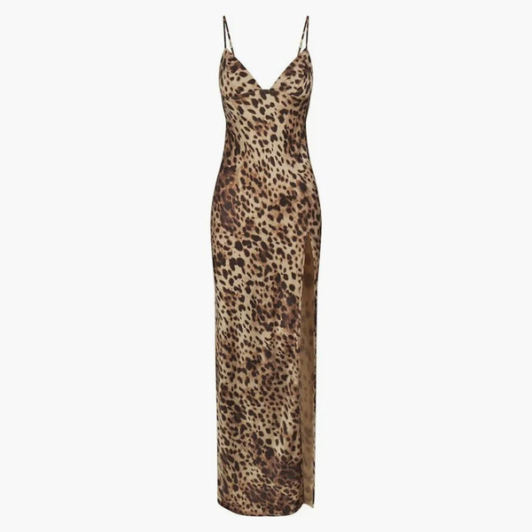 Skims X Dolce&gabbana Silk Long Slip Dress Leopard