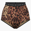 Skims X Dolce&gabbana Stretch Satin High-waisted Brief Leopard