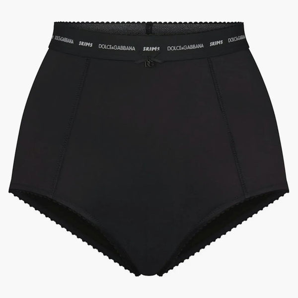 Skims X Dolce&gabbana Stretch Satin High-waisted Brief Onyx