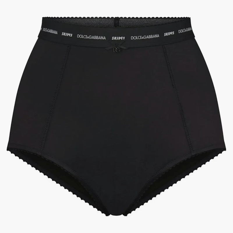 Skims X Dolce&gabbana Stretch Satin High-waisted Brief Onyx