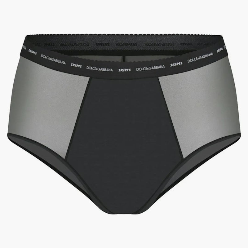Skims X Dolce&gabbana Ultra Fine Mesh High-waisted Brief Onyx