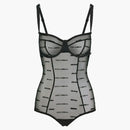 Skims X Dolce&gabbana Ultra Fine Mesh Logo Brief Bodysuit Onyx
