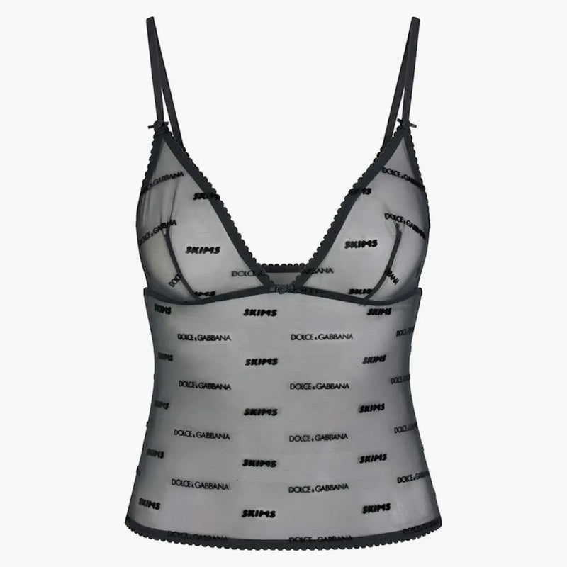 Skims X Dolce&gabbana Ultra Fine Mesh Logo Cami Onyx